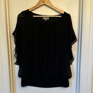 JM Collection Elegant Black Sheer Blouse
